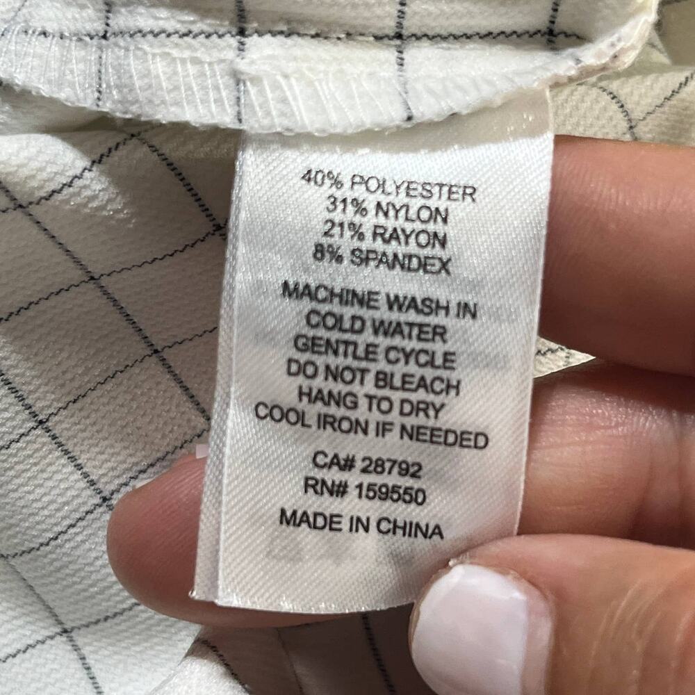 Massimo Fabbro Italy Plaid Pull On Academia Career Pants Women Black White Sz 12 - Picture 4 of 8
